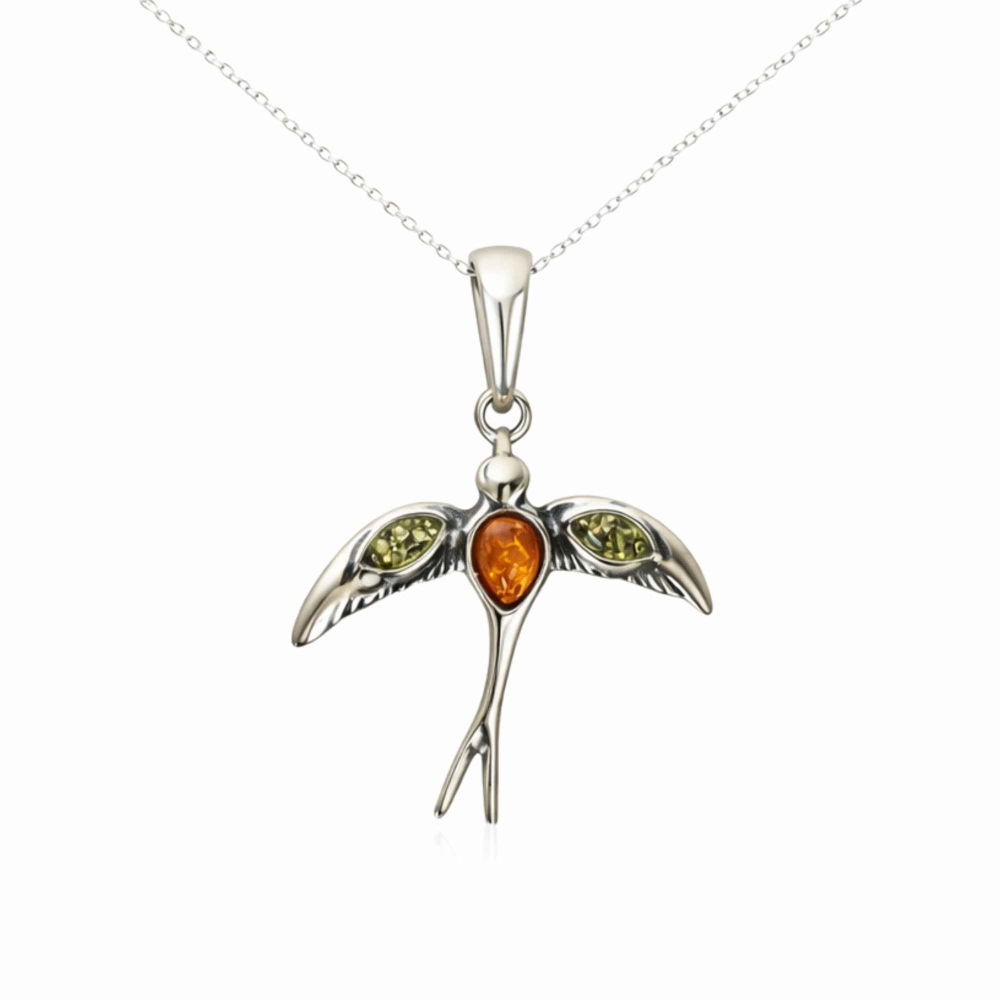 Colier Argint 925 Randunica cu Chihlimbar Natural – Libertate si Vitalitate [1]