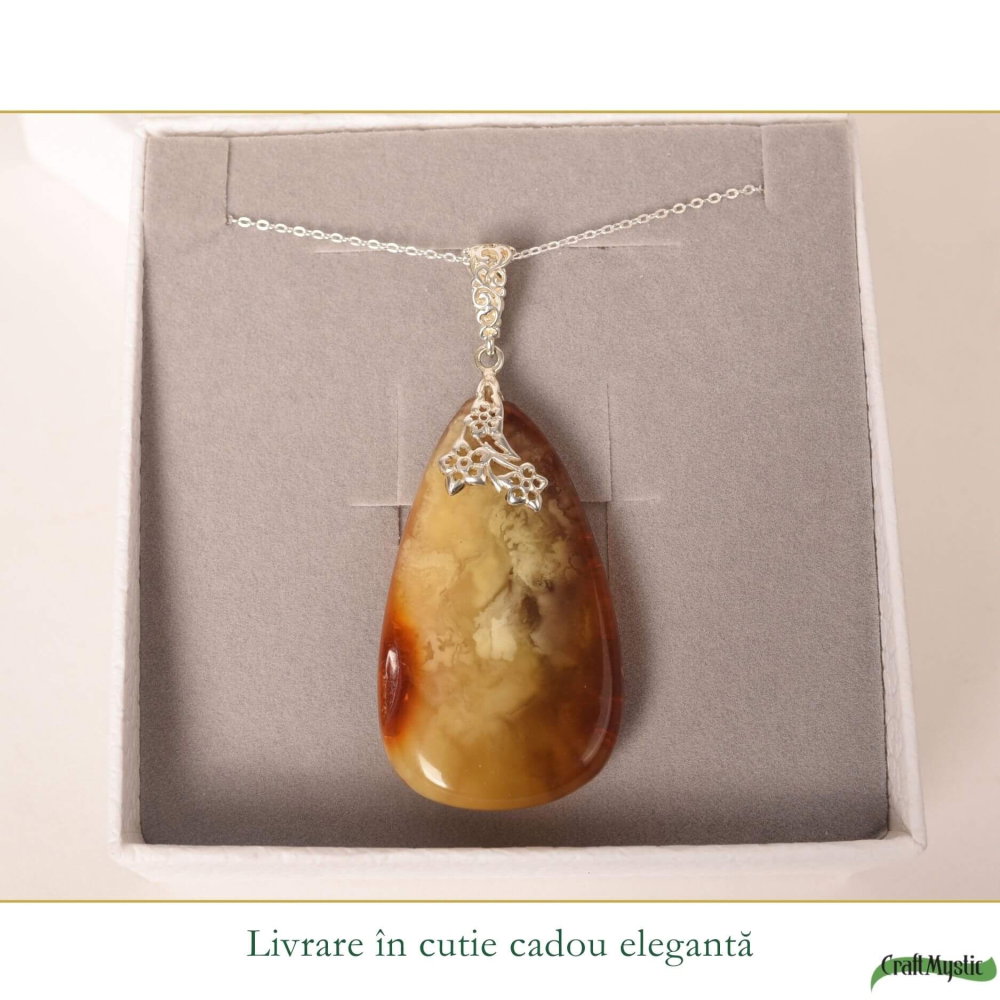 Colier argint 925 cu lacrima mare si chihlimbar natural – Energie solara si vitalitate [6]
