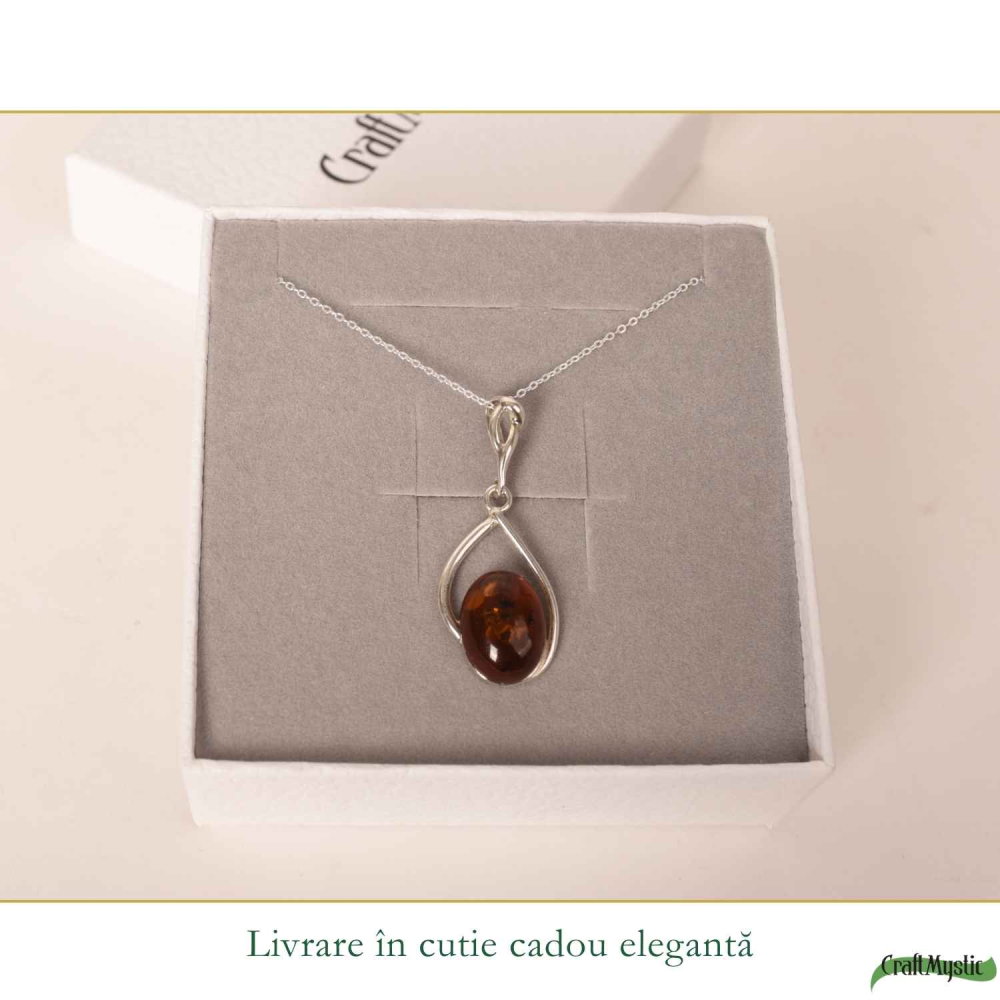 Colier argint 925 oval cu infinit si chihlimbar natural – Vitalitate si echilibru [6]