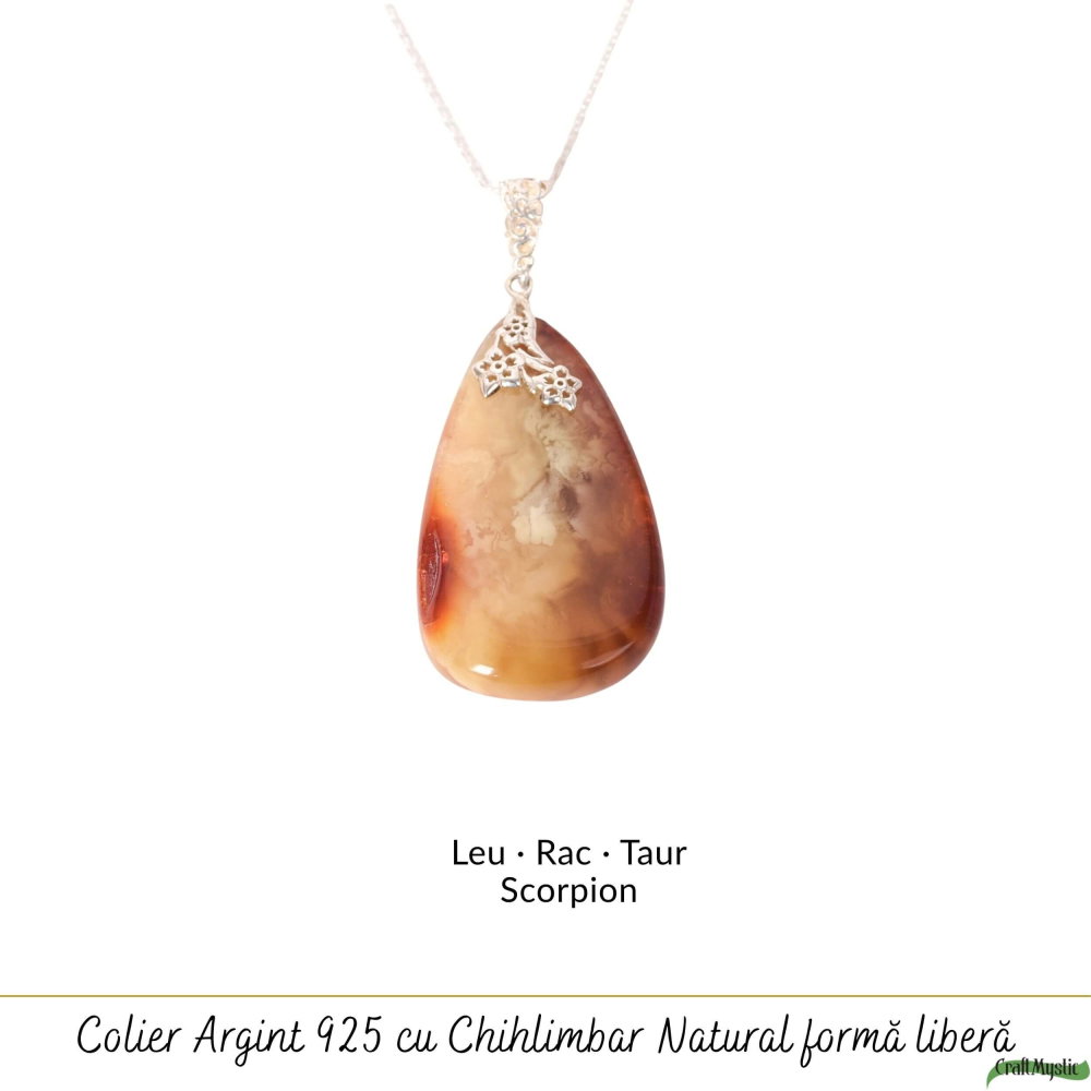 Colier argint 925 cu lacrima mare si chihlimbar natural – Energie solara si vitalitate [5]