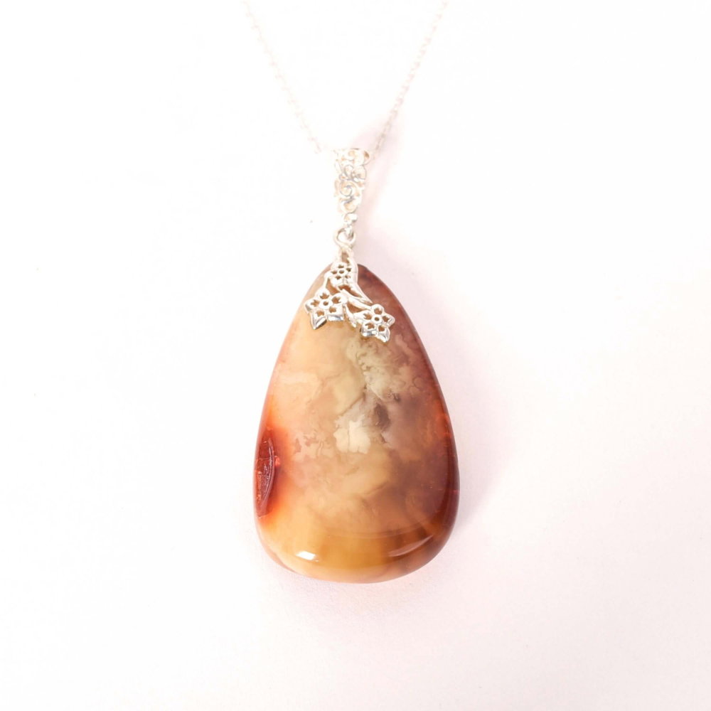 Colier argint 925 cu lacrima mare si chihlimbar natural – Energie solara si vitalitate [1]