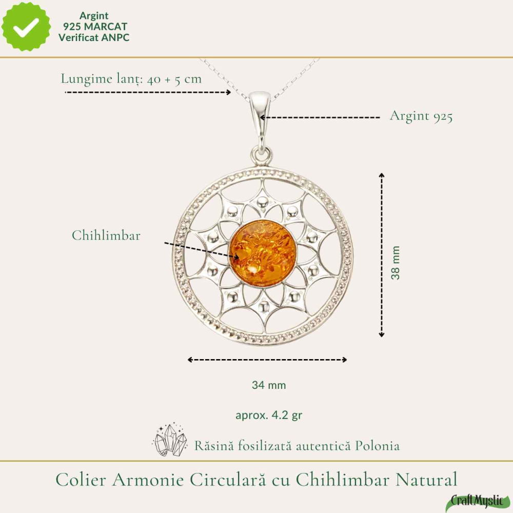 Colier Argint 925 Rotund cu Bobita de Chihlimbar Natural – Energie si Vitalitate [4]