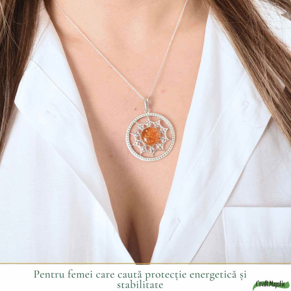 Colier Argint 925 Rotund cu Bobita de Chihlimbar Natural – Energie si Vitalitate [2]