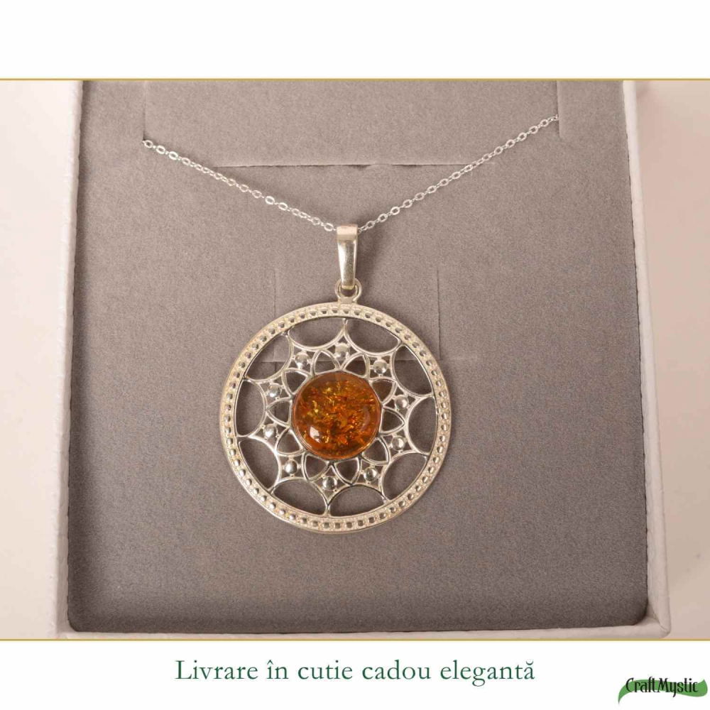 Colier Argint 925 Rotund cu Bobita de Chihlimbar Natural – Energie si Vitalitate [6]