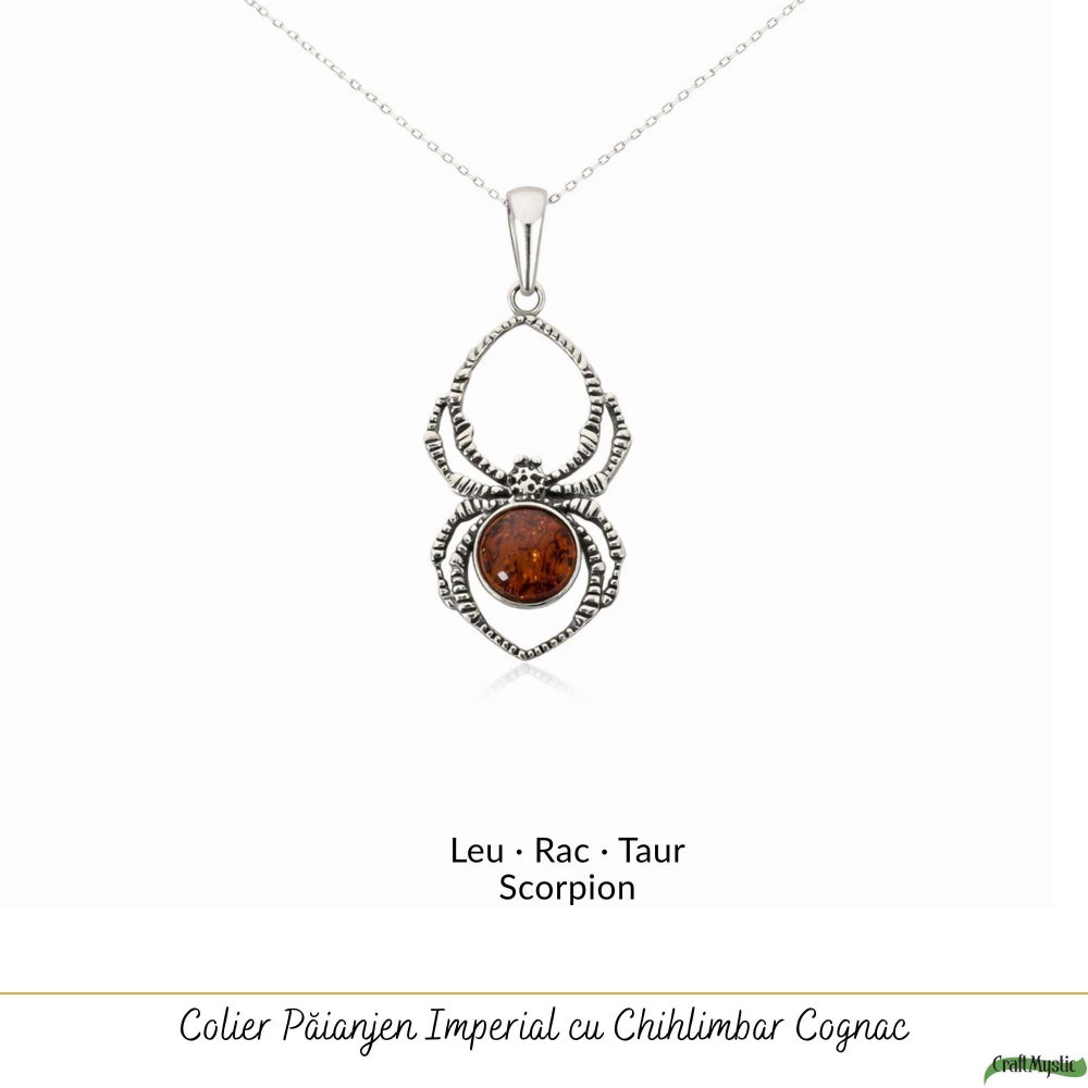 Colier Argint 925 Paianjen cu Chihlimbar Natural – Protecție si Vitalitate [5]