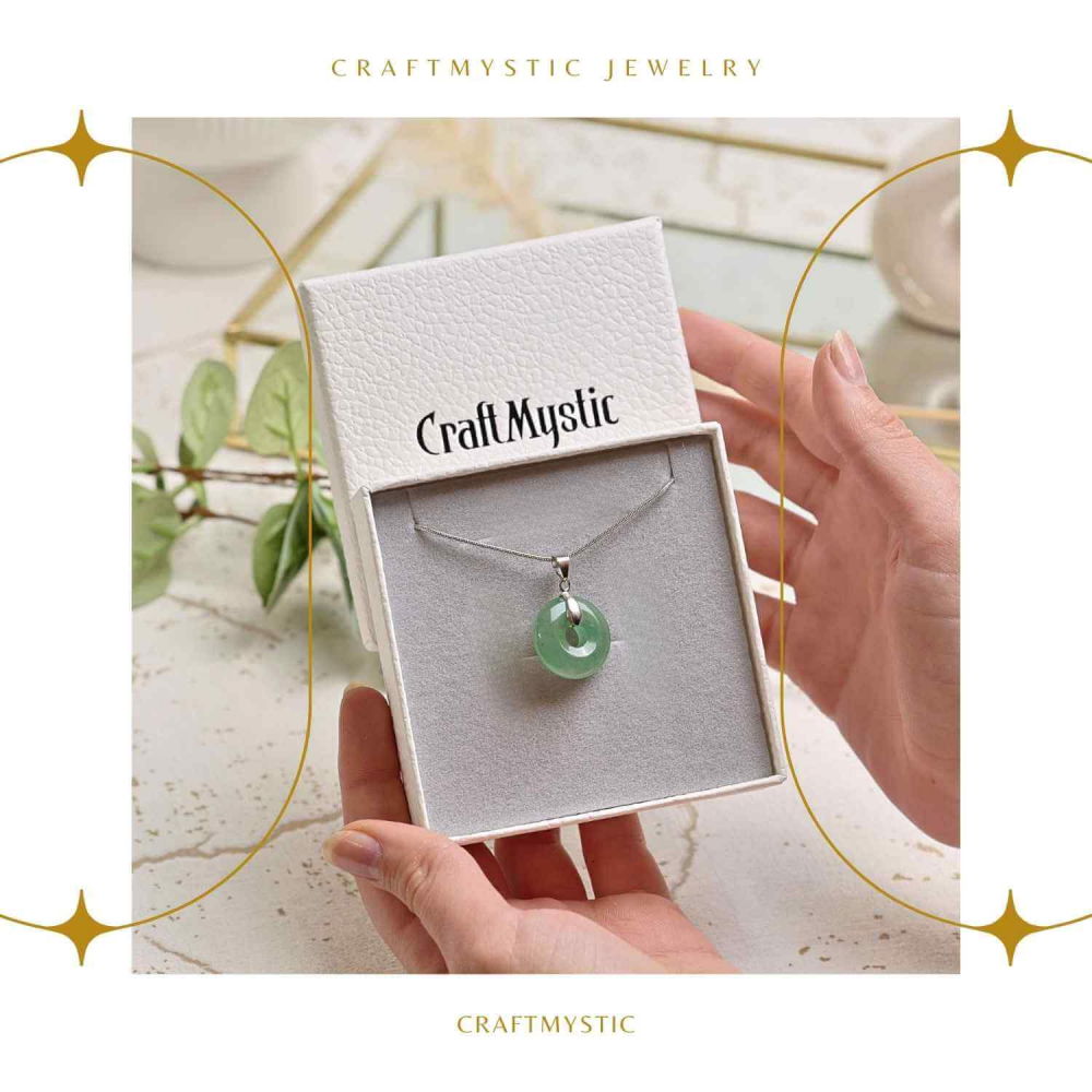 Colier Argintiu cu Aventurin Verde Forma Pi - Echilibru și Prosperitate, Lungime Totala 50 cm, Diametru Pandantiv 20 mm [8]