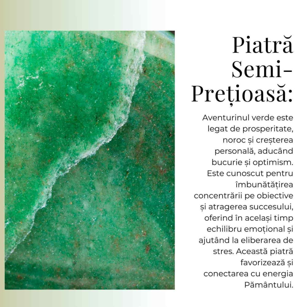 Colier Argintiu cu Aventurin Verde Forma Pi - Echilibru și Prosperitate, Lungime Totala 50 cm, Diametru Pandantiv 20 mm [10]