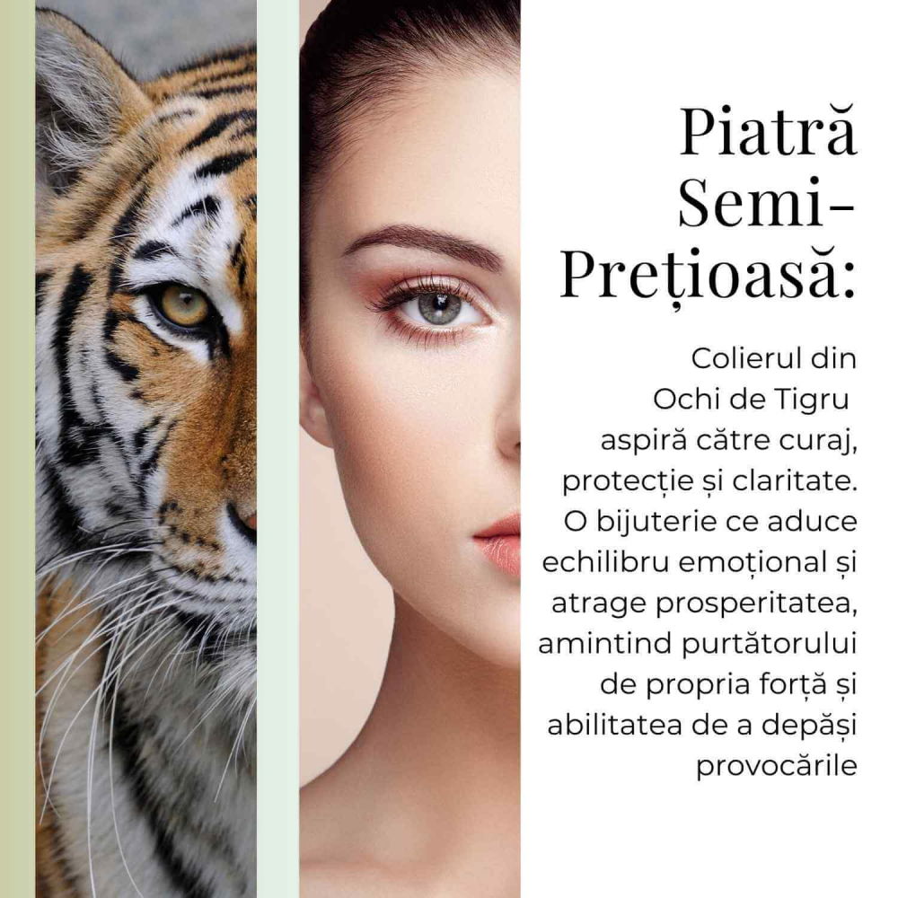Colier Argintiu cu Ochi de Tigru Forma Pi - Protectie si Energie, Lungime Totala 50 cm, Diametru Pandantiv 20 mm [6]