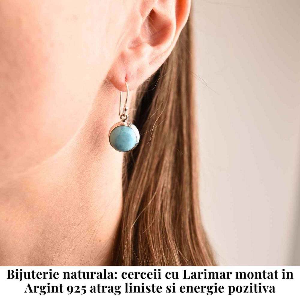 Cercei Argint 925 cu Larimar Rotund – Armonie si Linstire Interioara [2]