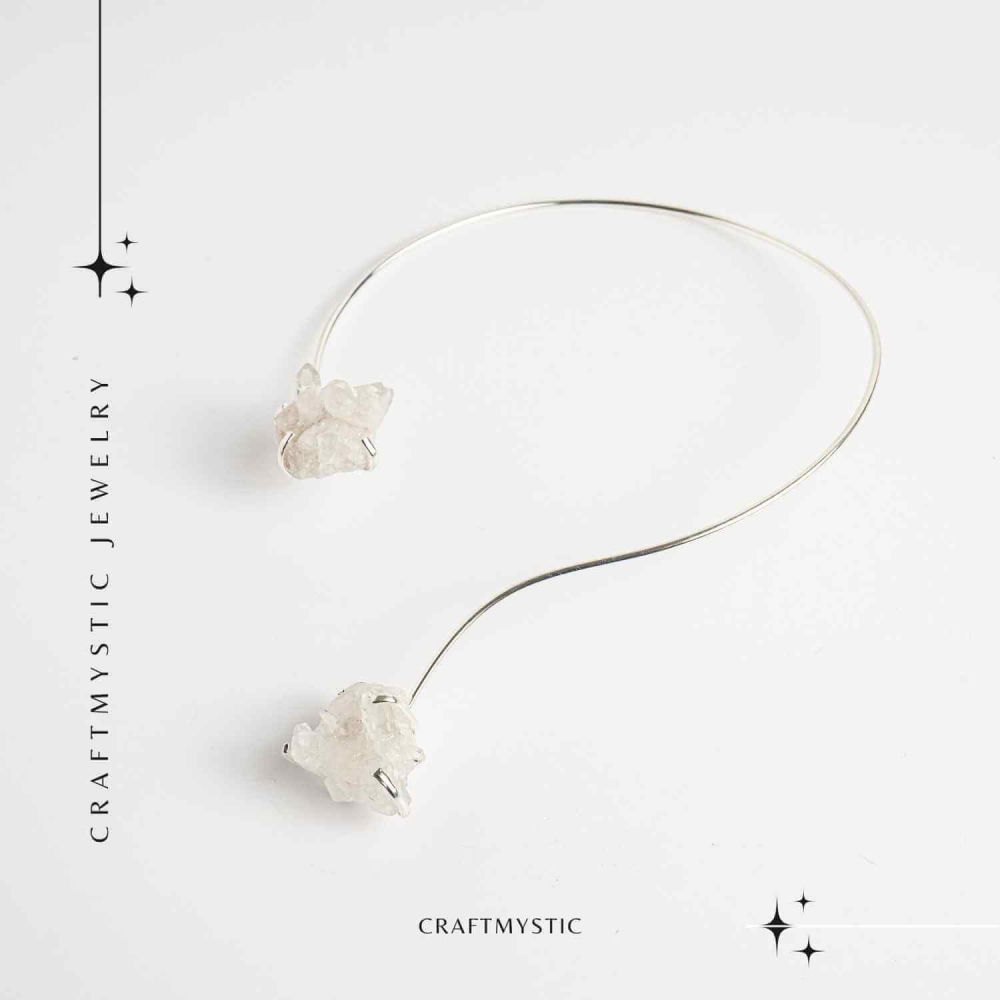 Colier Choker Argintiu cu Cristal de Stanca – Echilibru si Claritate Energetica [8]