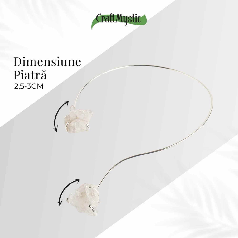 Colier Choker Argintiu cu Cristal de Stanca – Echilibru si Claritate Energetica [4]