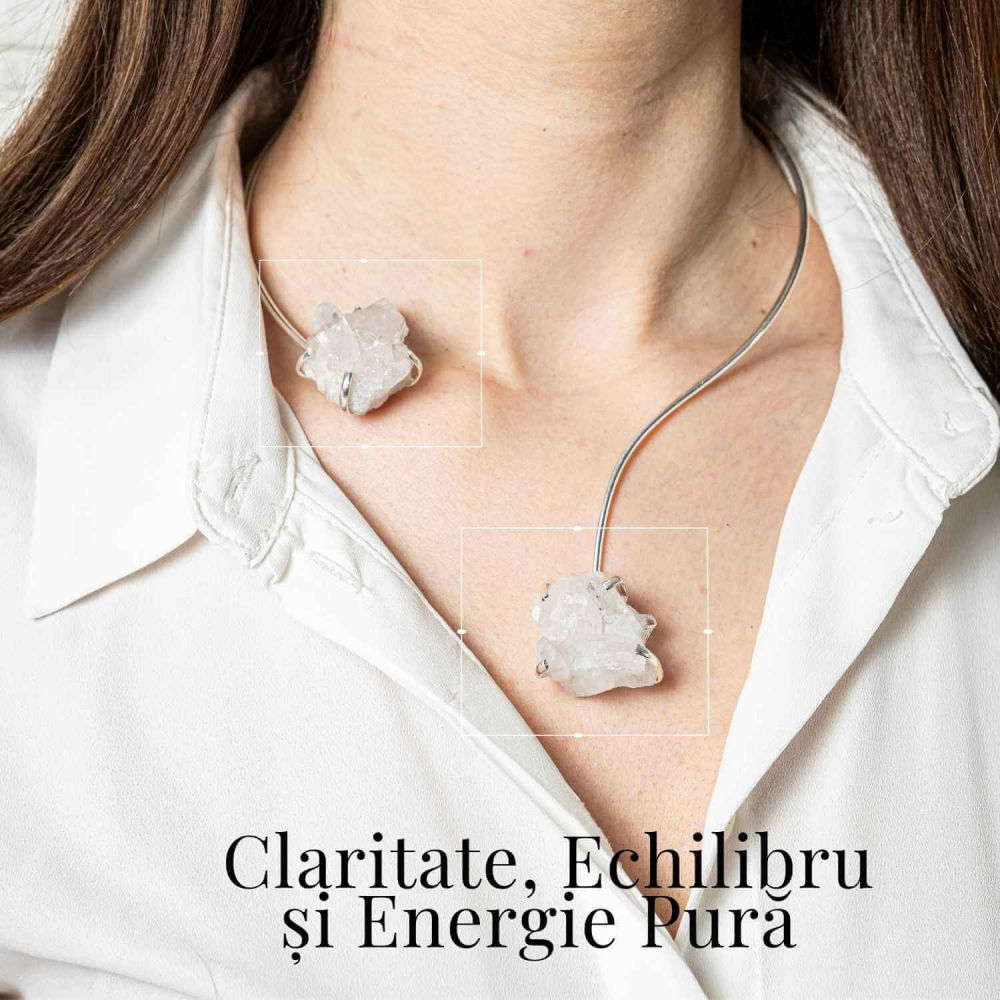 Colier Choker Argintiu cu Cristal de Stanca – Echilibru si Claritate Energetica [2]
