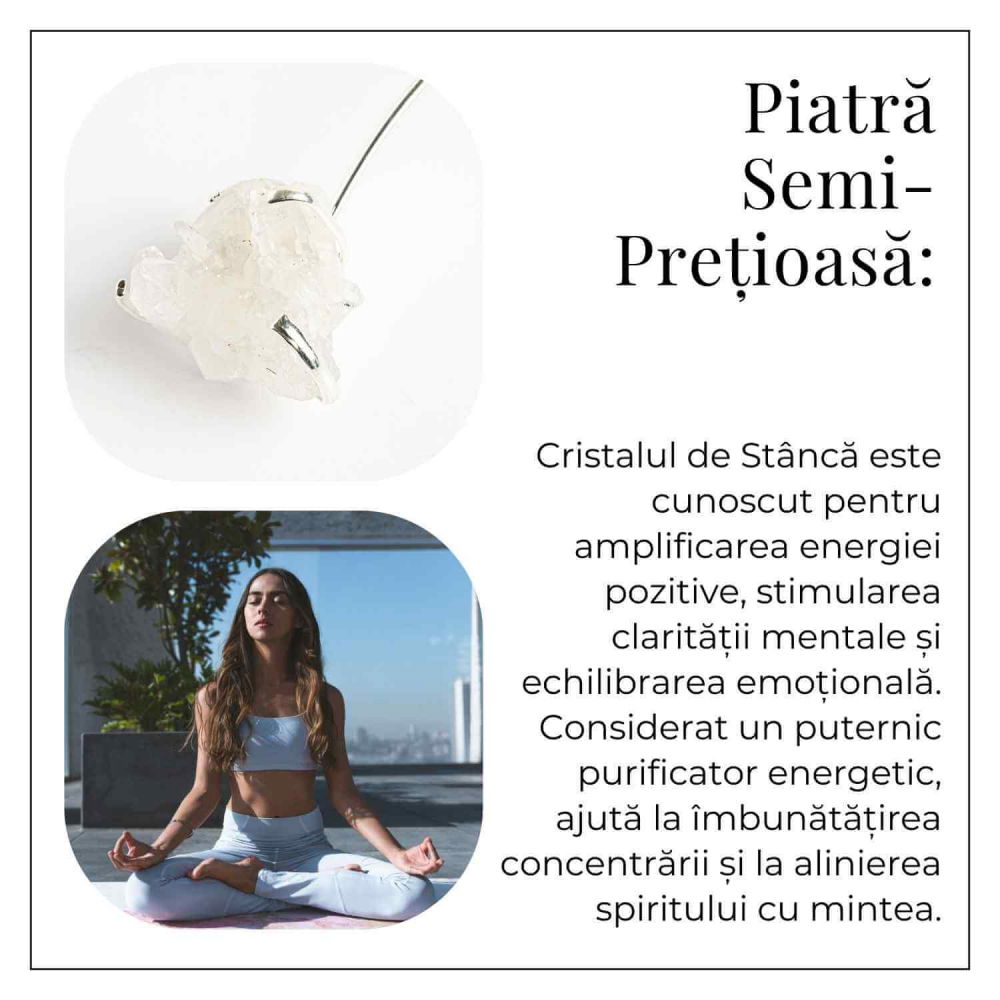 Colier Choker Argintiu cu Cristal de Stanca – Echilibru si Claritate Energetica [6]