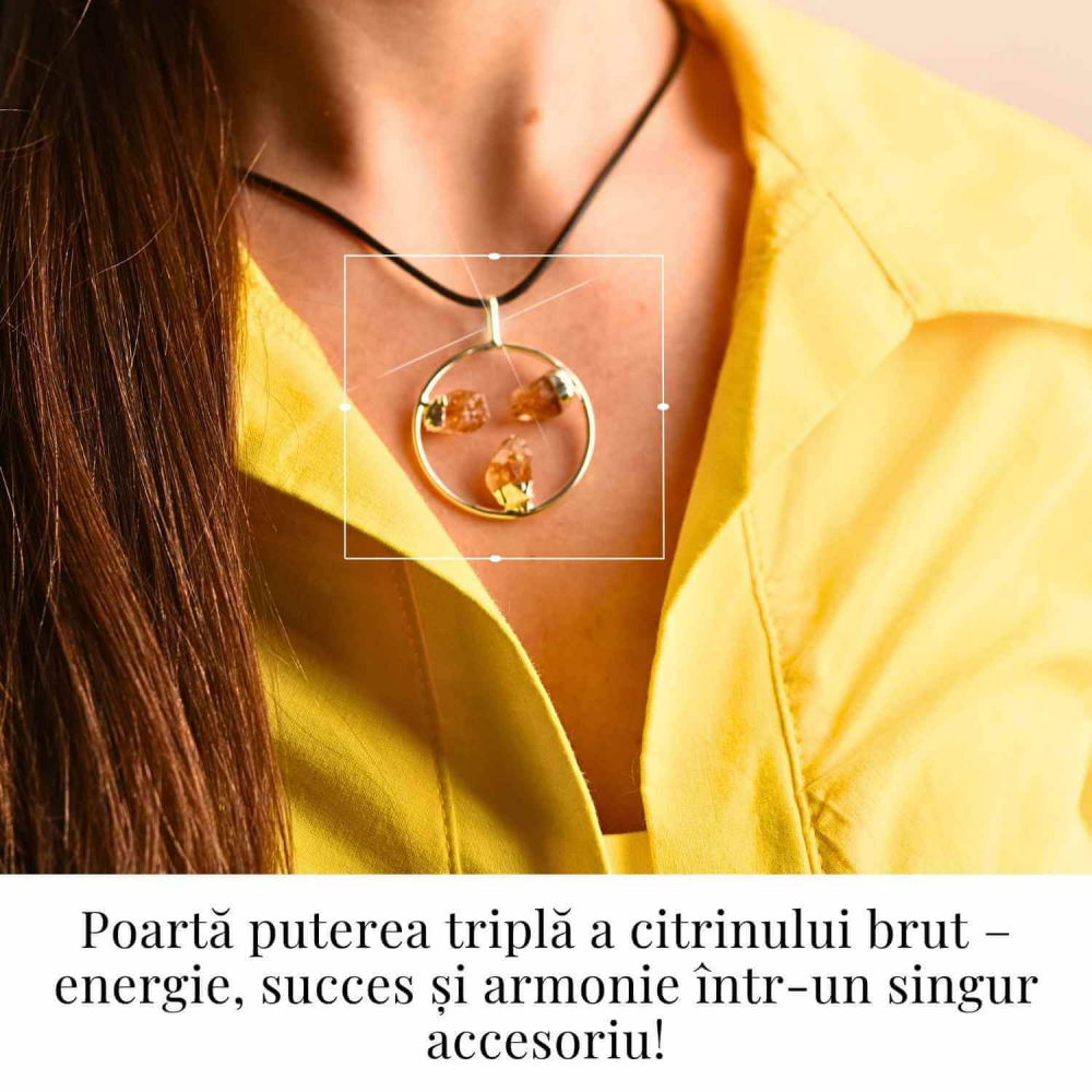 Colier cu pandantiv rotund si 3 pietre de Citrin – Abundenta si Energie Pozitiva [2]