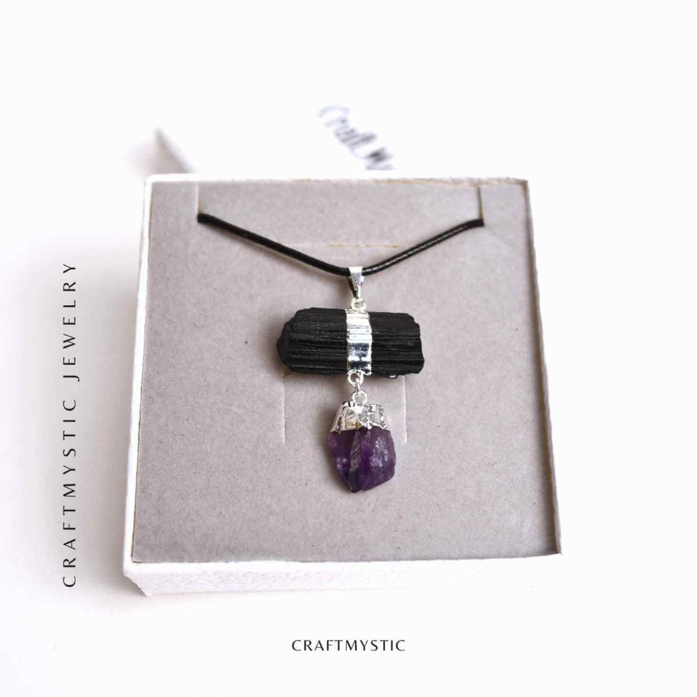 Colier cu pandantiv Turmalina si Ametist – Protectie si Claritate Spirituala [6]