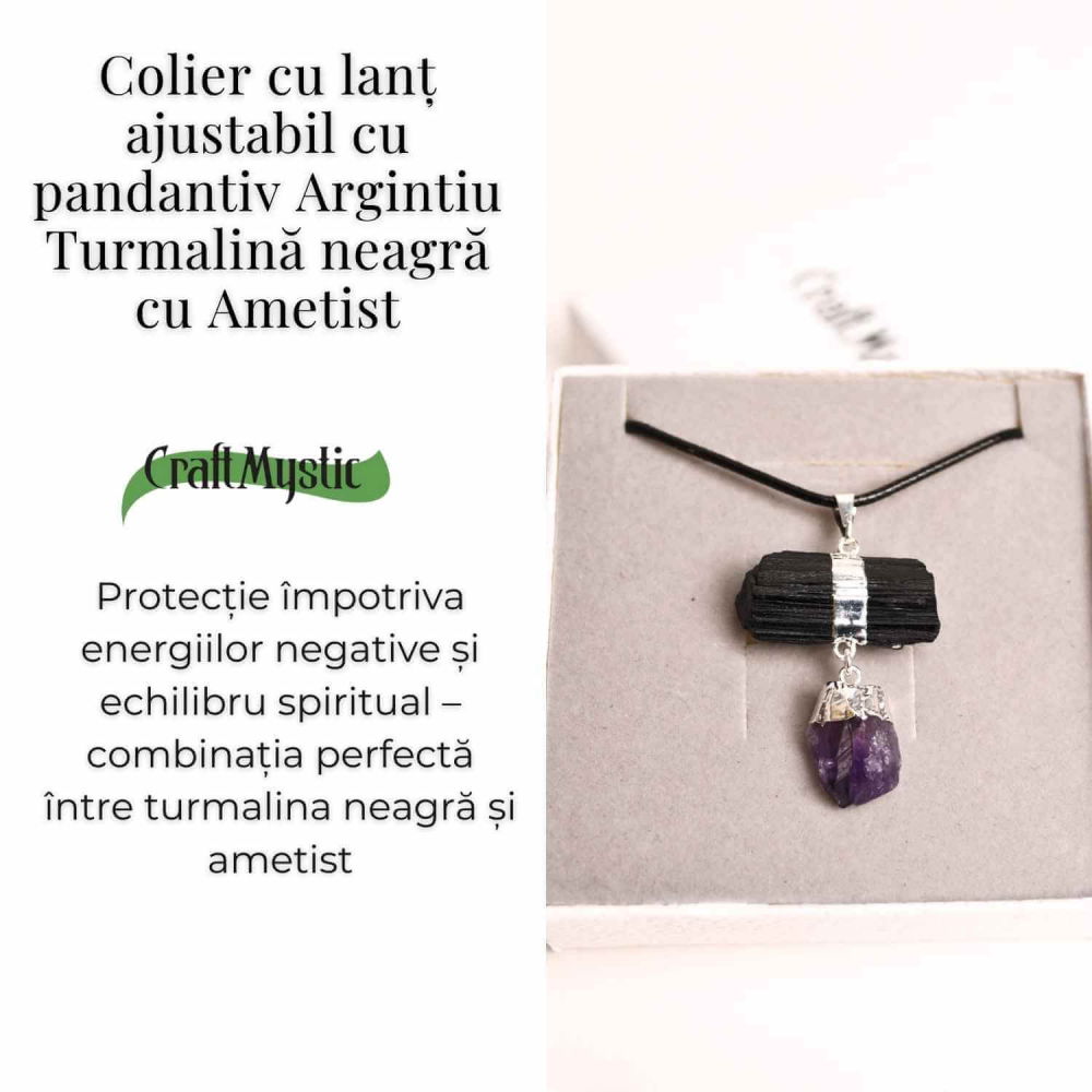 Colier cu pandantiv Turmalina si Ametist – Protectie si Claritate Spirituala [3]