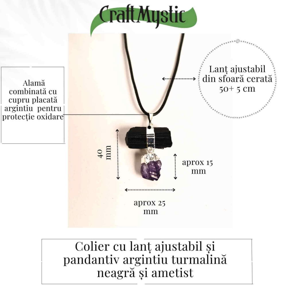 Colier cu pandantiv Turmalina si Ametist – Protectie si Claritate Spirituala [4]
