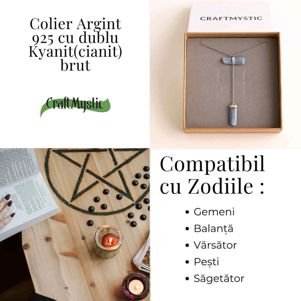 Colier Brut cu Dublu Kianit ( Cianit ) din Argint 925 – Comunicare Autentica si Aliniere Spirituala [4]