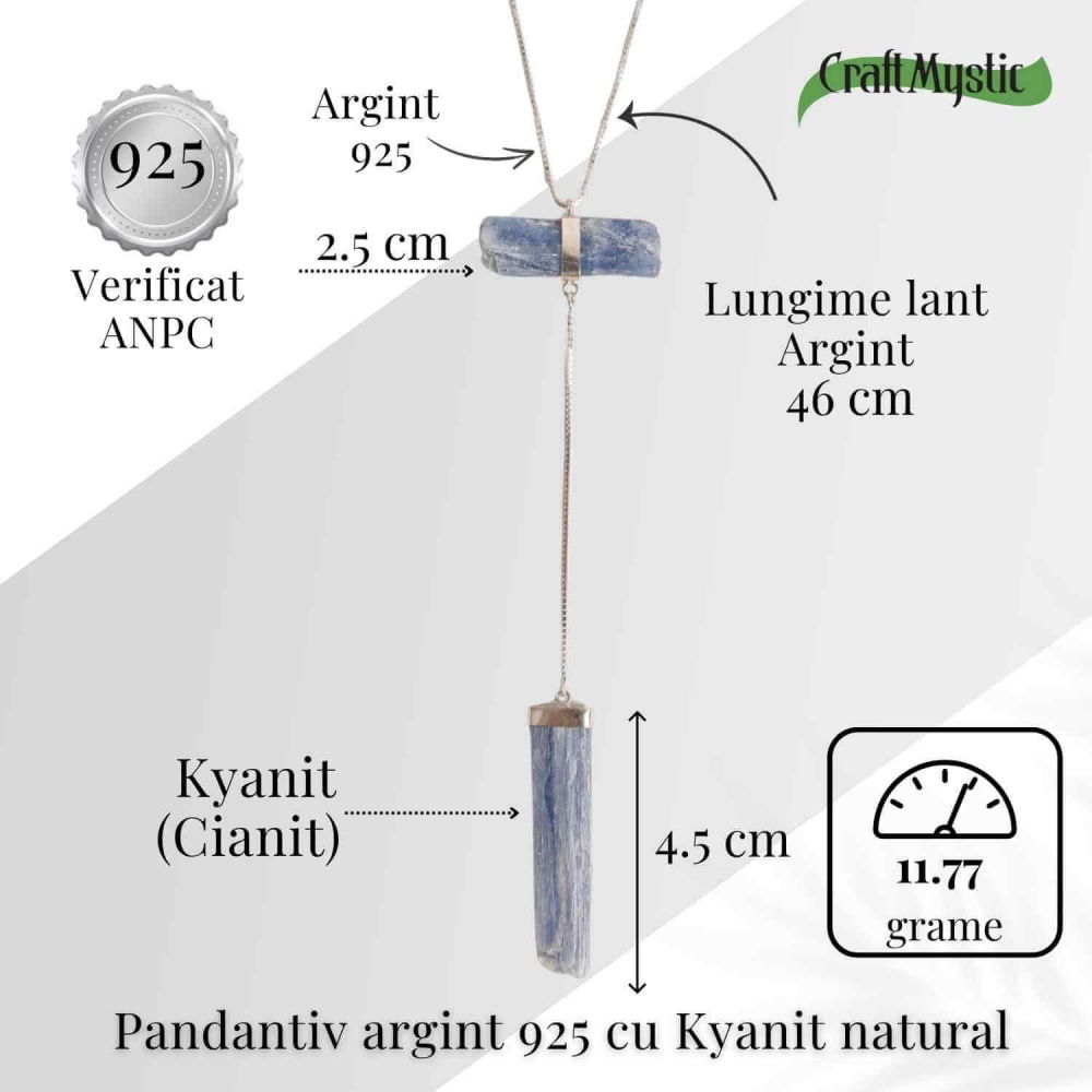 Colier Brut cu Dublu Kianit ( Cianit ) din Argint 925 – Comunicare Autentica si Aliniere Spirituala [5]