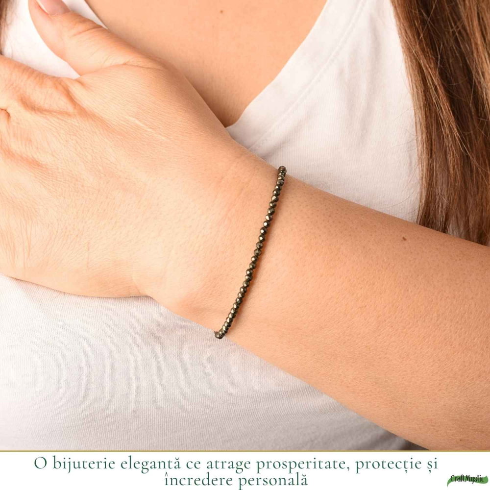Bratara Fina cu Pirita Fatetata 2 mm – Prosperitate si incredere in Sine [2]