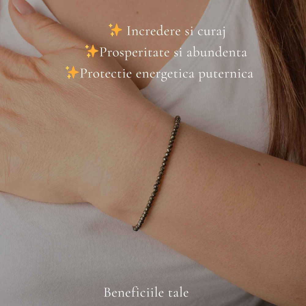 Bratara Fina cu Pirita Fatetata 2 mm – Prosperitate si incredere in Sine [3]