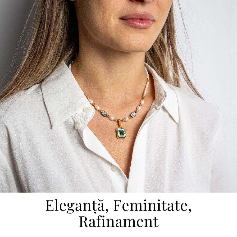Eleganta si Armonie – Colier cu Perle si Scoica Abalone Naturale [2]