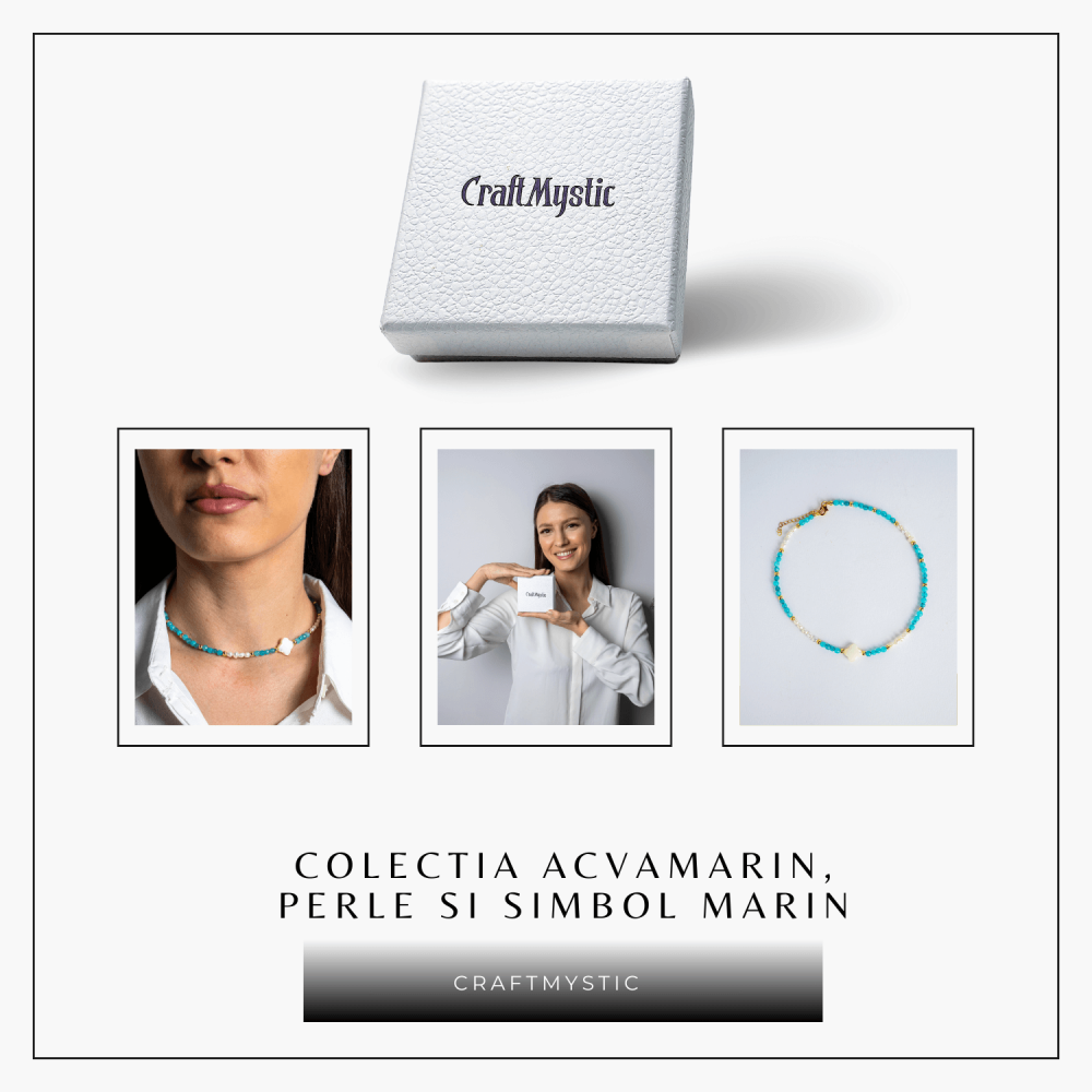 Colier cu pietre pentru pace interioara – Acvamarin, perle si simbol marin [8]