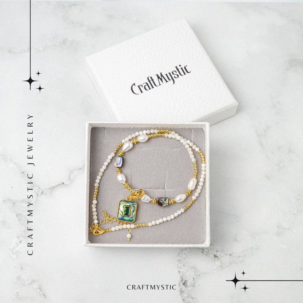 Eleganta si Armonie – Colier cu Perle si Scoica Abalone Naturale [7]