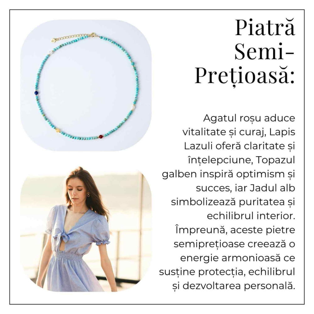 Colier Choker cu Turcoaz, Perle Naturale si Pietre Semipretioase – Energie Pozitiva si Armonie Interioara [6]