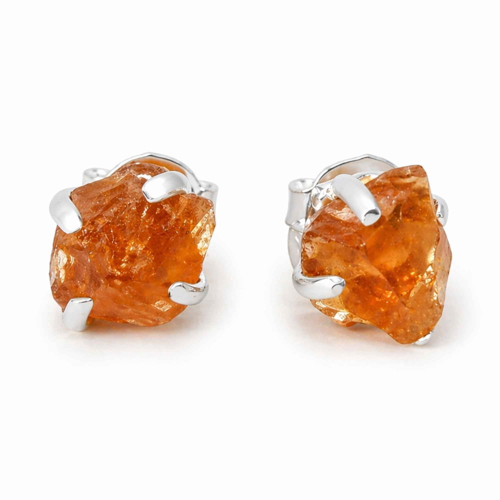 Cercei Argint 925 cu Citrin Brut – Energie Pozitiva si Abundenta Naturala [1]