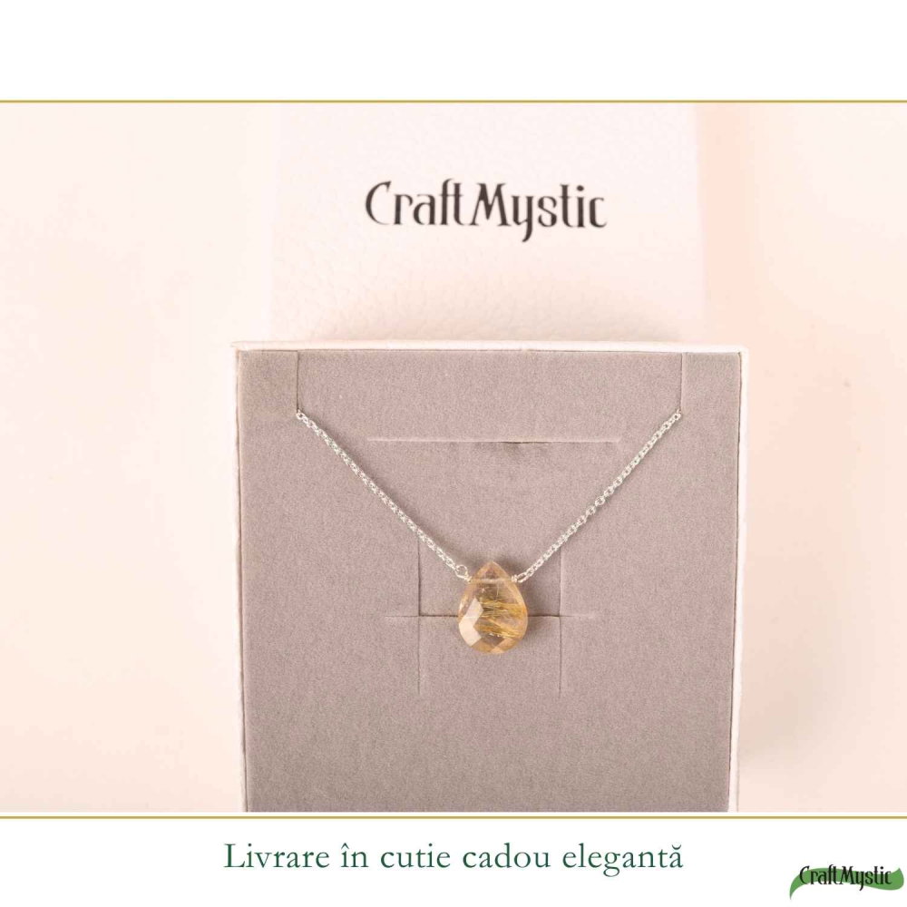Colier argint 925 cu rutil auriu lacrima – claritate si energie interioara [6]