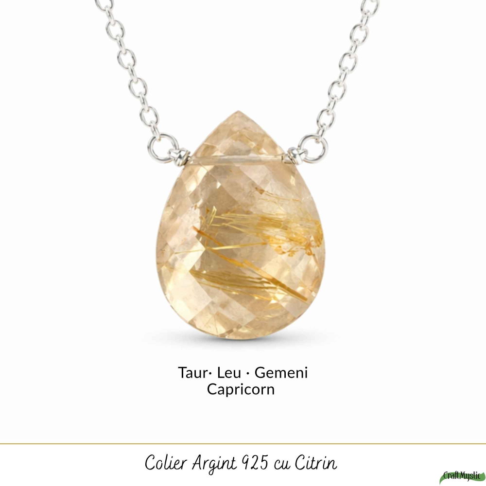 Colier argint 925 cu rutil auriu lacrima – claritate si energie interioara [5]