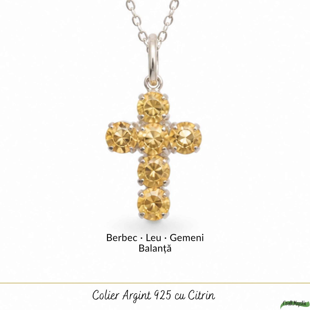 Colier Argint 925 cu Citrin Fatetat Cruce – Energie si Protectie Pozitiva [5]