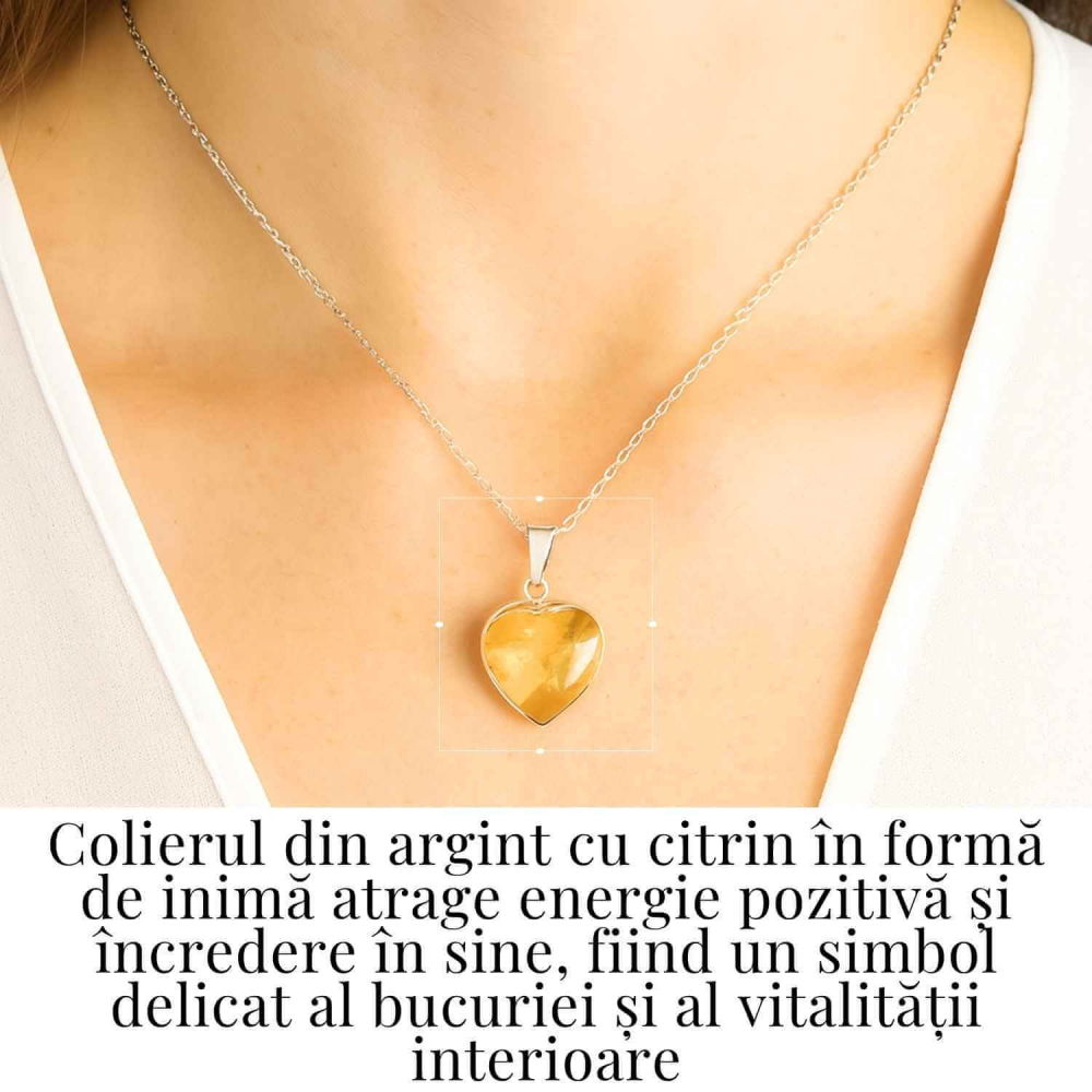 Energie si Bucurie Zilnica – Colier Inima cu Citrin si Argint 925 [2]