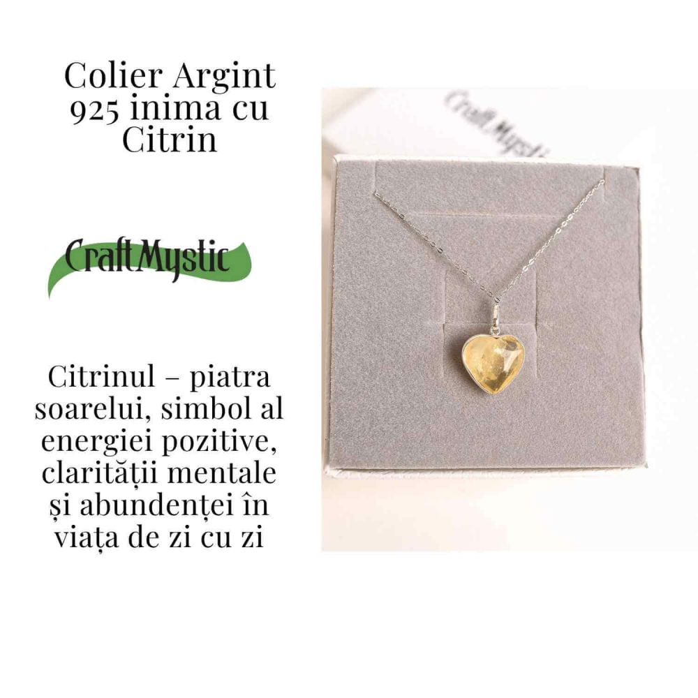 Energie si Bucurie Zilnica – Colier Inima cu Citrin si Argint 925 [3]