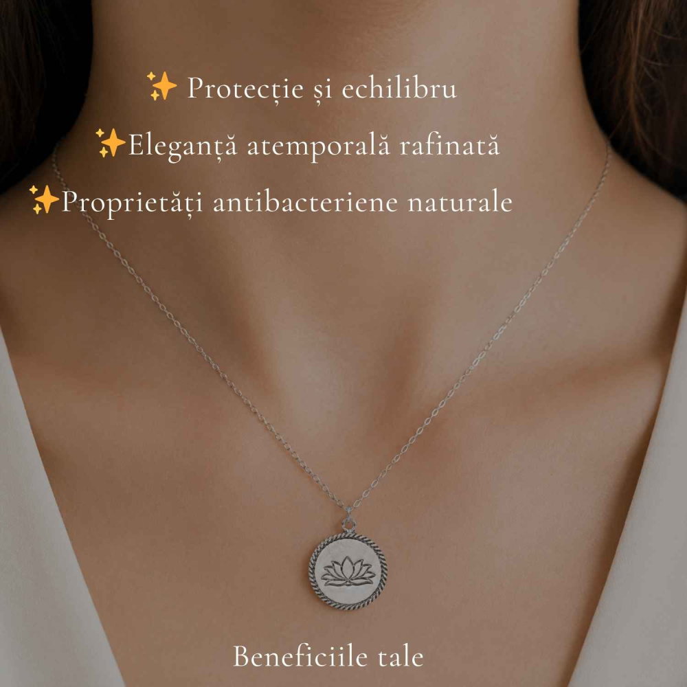 Colier Floare de Lotus din Argint 925 – Echilibru Interior si Renastere Spirituala [3]