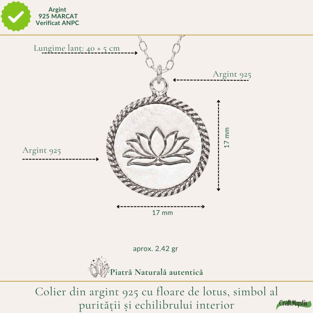 Colier Floare de Lotus din Argint 925 – Echilibru Interior si Renastere Spirituala [4]