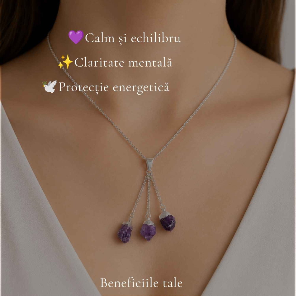 Colier cu Ametist Brut Natural – Claritate, Calm si Echilibru Interior [3]