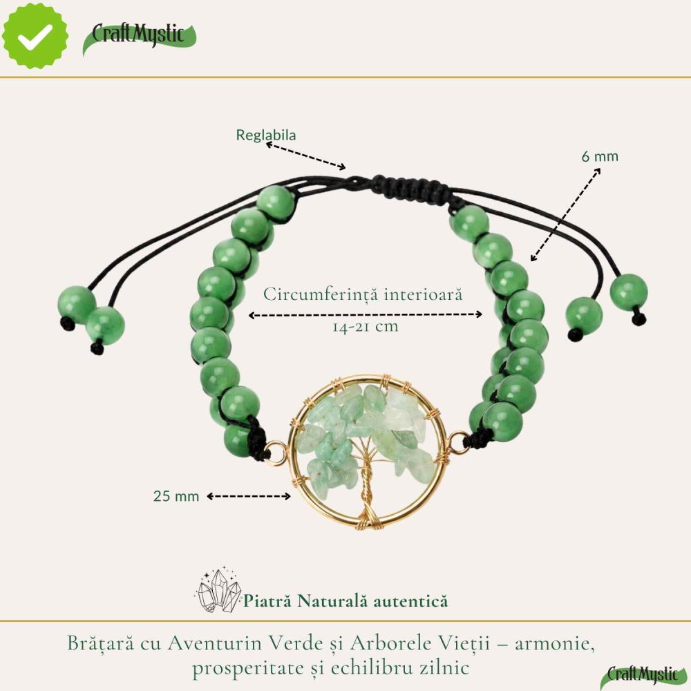 Bratara cu Aventurin Verde si Arborele Vietii – Prosperitate, Armonie si Noroc [4]
