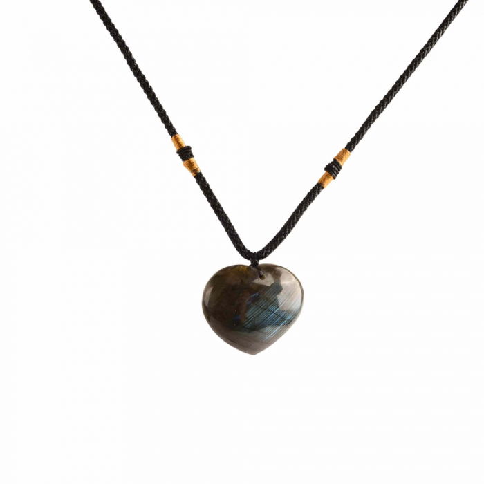 Colier cu cristal Labradorit in forma de inima – o piatra semipretioasa pentru meditatie, intuitie, imaginatie [3]