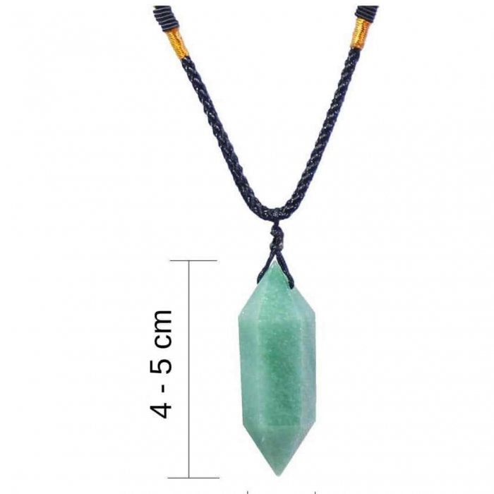 Colier cu cristal vindecator Obsidian 4-5 cm, in forma hexagonala cu dublu varf si saculet satin negru – pentru protectie, vointa si noroc [3]