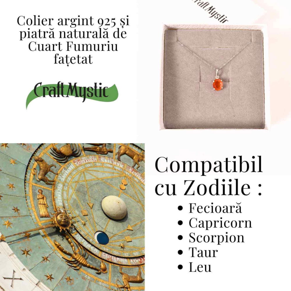 Colier Argint 925 cu Cuart Fumuriu Oval fatetat – Echilibru, Protectie si Liniste Interioara [5]