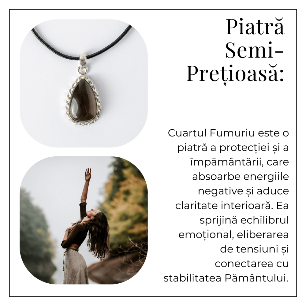 Colier cu Cuart Fumuriu Natural in Forma de Lacrima – Protectie si Echilibru Emotional [6]