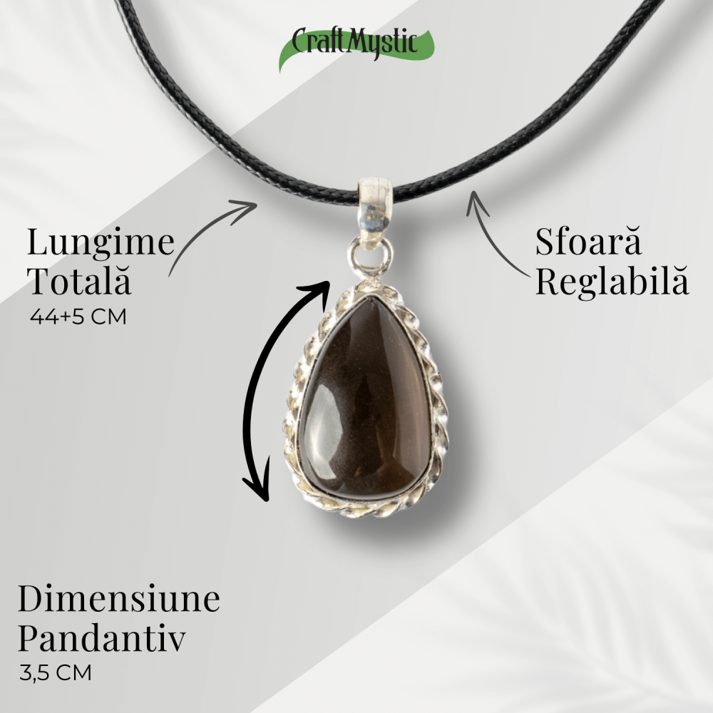 Colier cu Cuart Fumuriu Natural in Forma de Lacrima – Protectie si Echilibru Emotional [4]