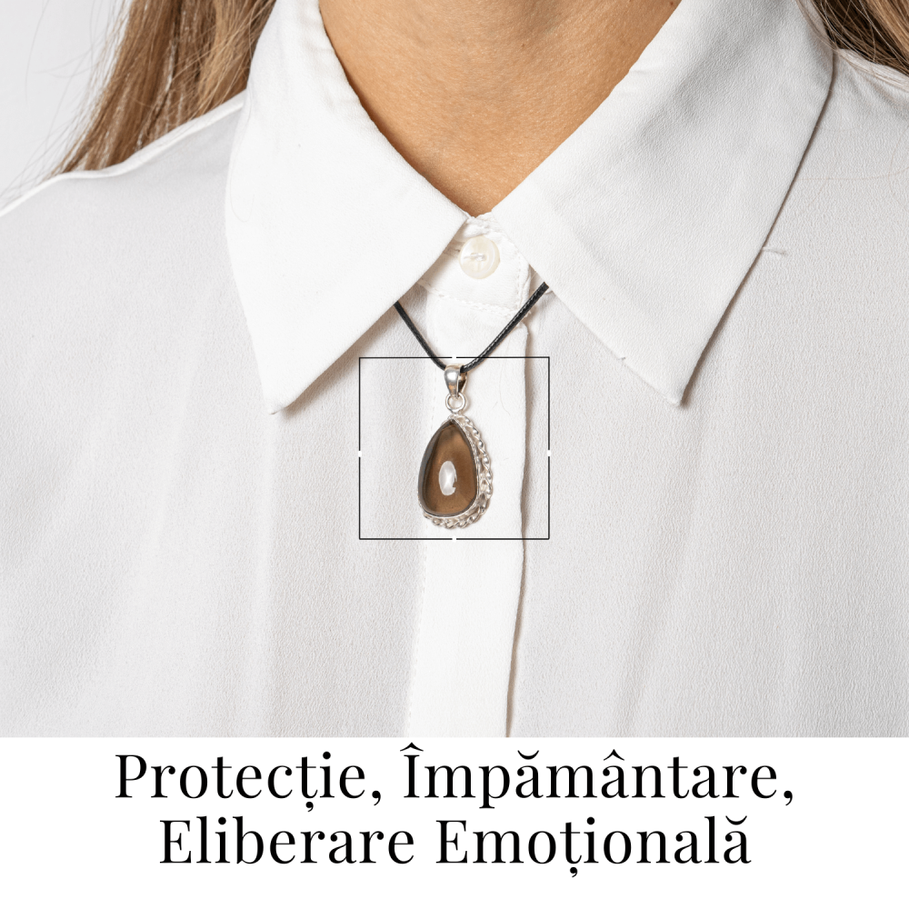 Colier cu Cuart Fumuriu Natural in Forma de Lacrima – Protectie si Echilibru Emotional [2]