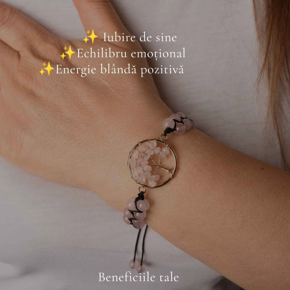 Bratara cu Cuart Roz si Arborele Vietii – Iubire, Armonie si Echilibru Emotional [3]