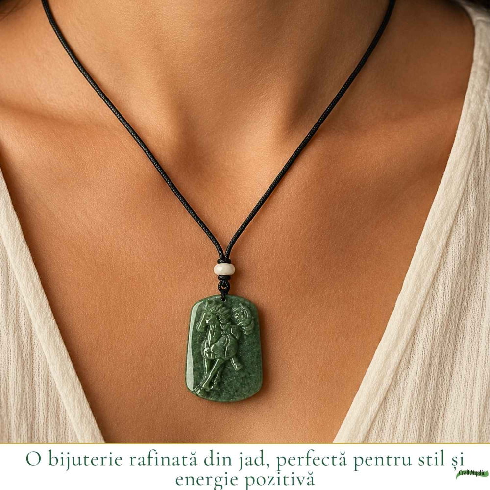 Colier cu Jad Natural in Forma de Cal – Libertate, Armonie si Prosperitate [2]