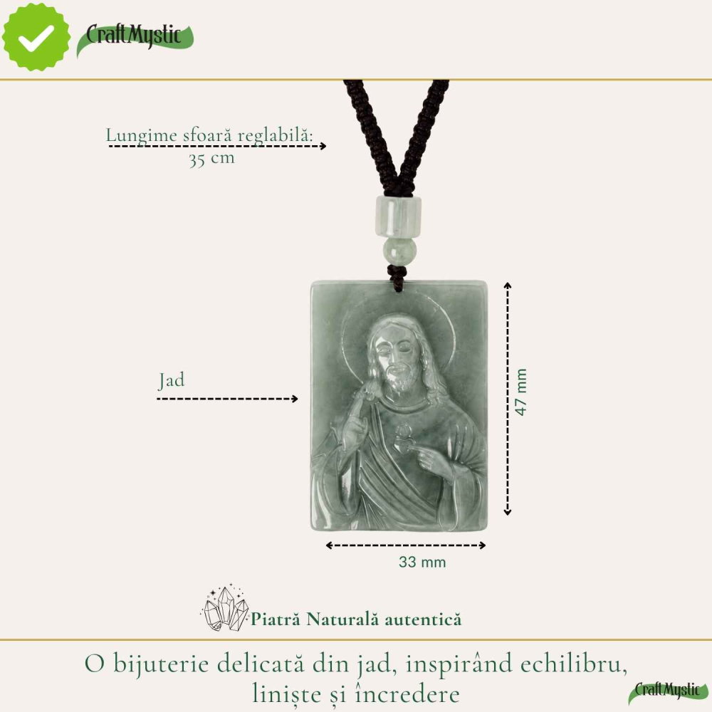 Colier cu Jad Natural cu Chipul lui Isus – Protectie, Armonie si Credinta [4]