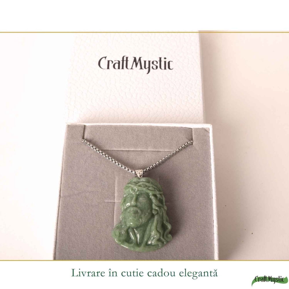 Colier cu Jad Natural cu Chipul lui Isus – Credinta, Armonie si Protectie [6]