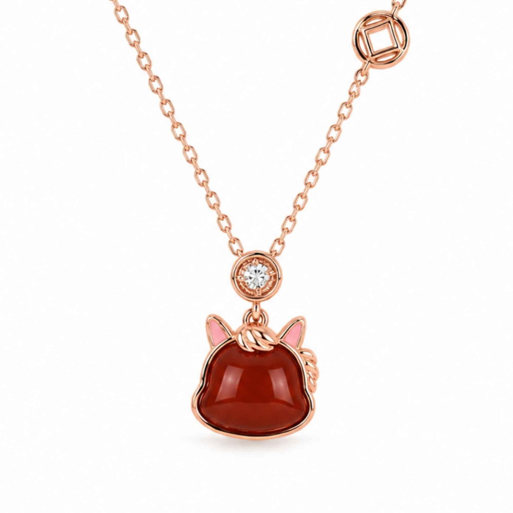Colier Argint 925 Rose Gold cu Agat Rosu Natural – Curaj, Energie si Eleganta [1]